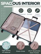 Concepten 3-Piece Carry on Luggage Set, PP Material Hard Shell Suitcase with TSA Lock for Rotating Wheels，Lightweight and Drop Resistant Suitcase