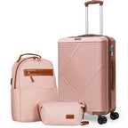 Concepten 3-Piece Carry On Luggage Set,20-Inch Suitcase with Spinner Wheels TSA Lock travel backpack and Toiletry Bag Hardside Lightweight Luggage