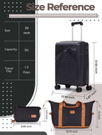 Concepten 3-Piece Carry on Luggage Set, PP Material Hard Shell Suitcase with TSA Lock for Rotating Wheels，Lightweight and Drop Resistant Suitcase