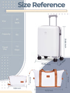 Concepten 3-Piece Carry on Luggage Set, PP Material Hard Shell Suitcase with TSA Lock for Rotating Wheels，Lightweight and Drop Resistant Suitcase