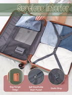 Concepten 5-Piece Luggage Set ABS Hardshell Suitcase with TSA Lock（20"Carry-On and 24" Travel Suitcase、28"Checked Luggage)-Olive Green