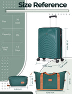 Concepten 3-Piece Carry on Luggage Set, PP Material Hard Shell Suitcase with TSA Lock for Rotating Wheels，Lightweight and Drop Resistant Suitcase