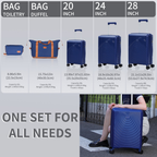 Concepten 5 Piece Lightweight Luggage Set,with TSA Lock and Swivel Wheels, PP Material Anti Fall and Anti Crack Suitcase