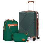 Concepten 3-Piece Carry On Luggage Set,20-Inch Suitcase with Spinner Wheels TSA Lock travel backpack and Toiletry Bag Hardside Lightweight Luggage