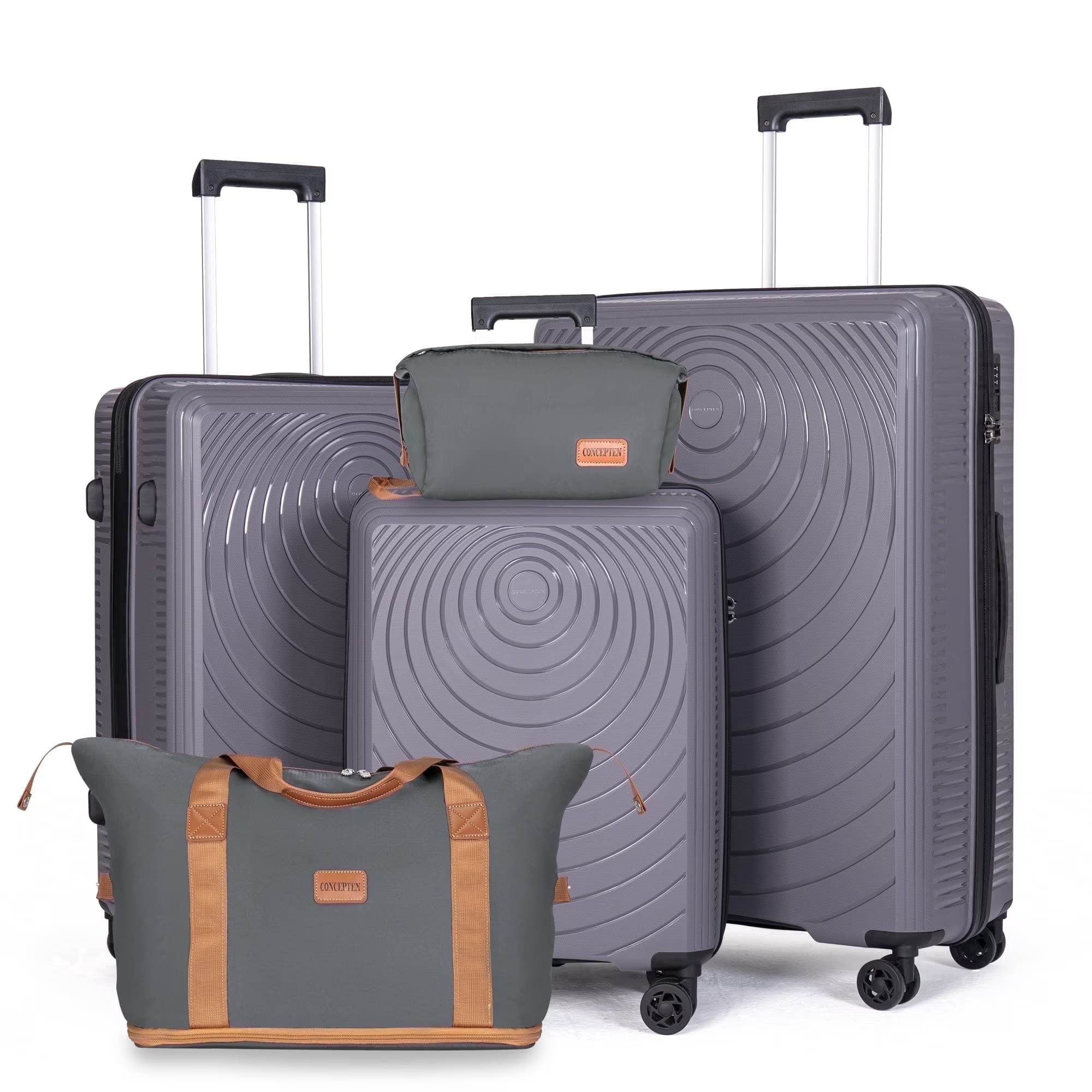 Concepten 5 Piece Lightweight Luggage Set,with TSA Lock and Swivel Wheels, PP Material Anti Fall and Anti Crack Suitcase