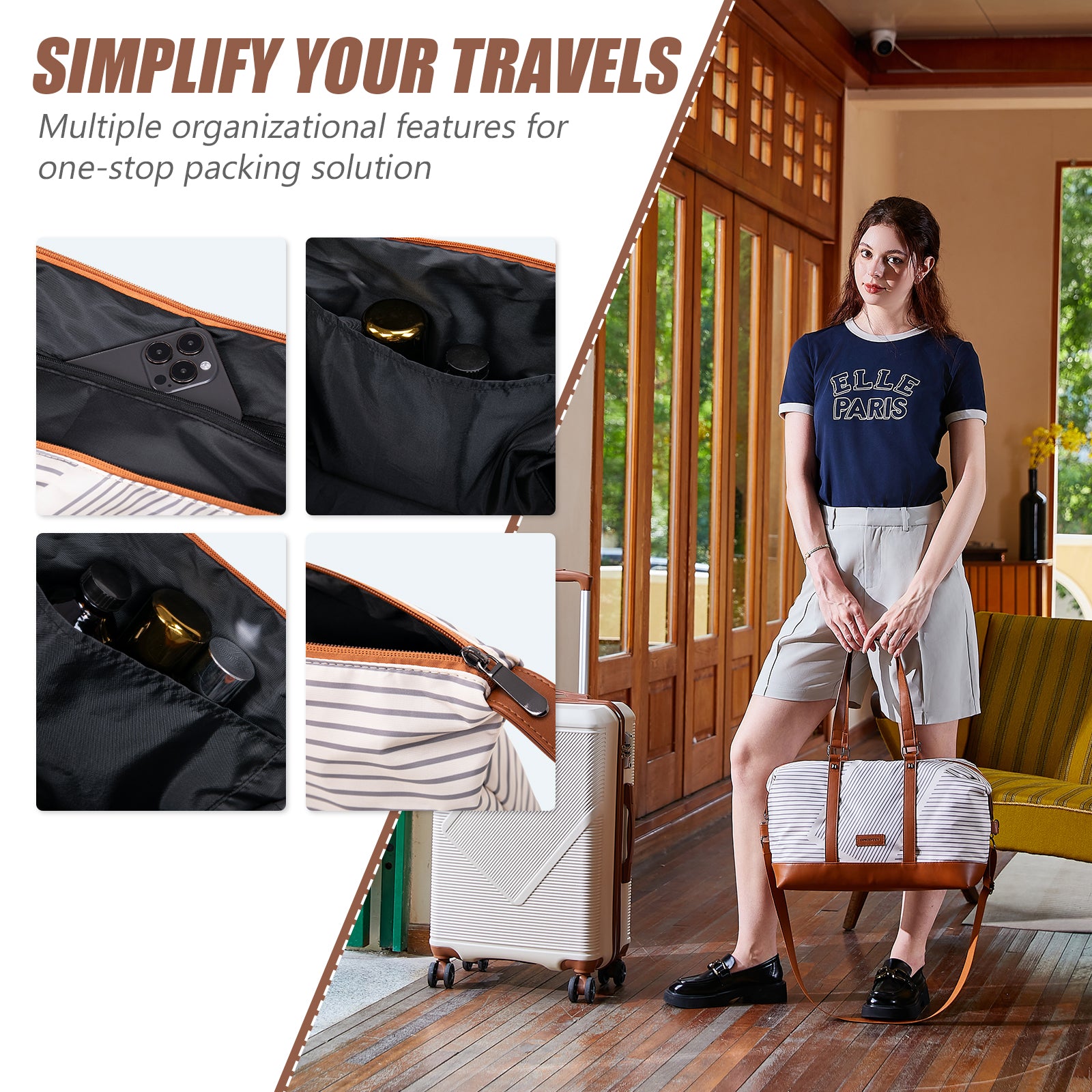 Concepten 5-Piece Hard Shell Luggage, Lightweight Luggage with TSA Lock and Rotating Wheels, Including Extended Travel Bag and Toiletries Bag
