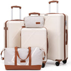 Concepten 5-Piece Hard Shell Luggage, Lightweight Luggage with TSA Lock and Rotating Wheels, Including Extended Travel Bag and Toiletries Bag