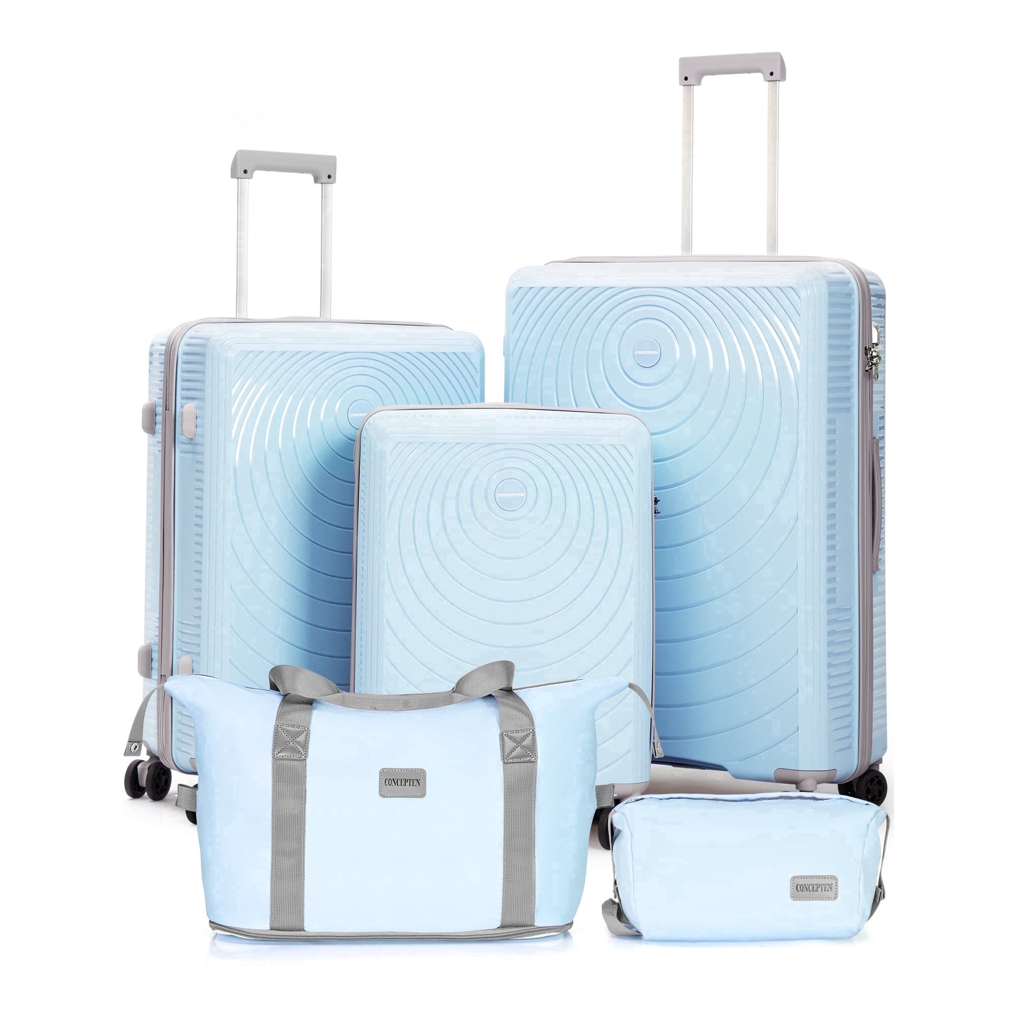 Concepten 5 Piece Lightweight Luggage Set,with TSA Lock and Swivel Wheels, PP Material Anti Fall and Anti Crack Suitcase