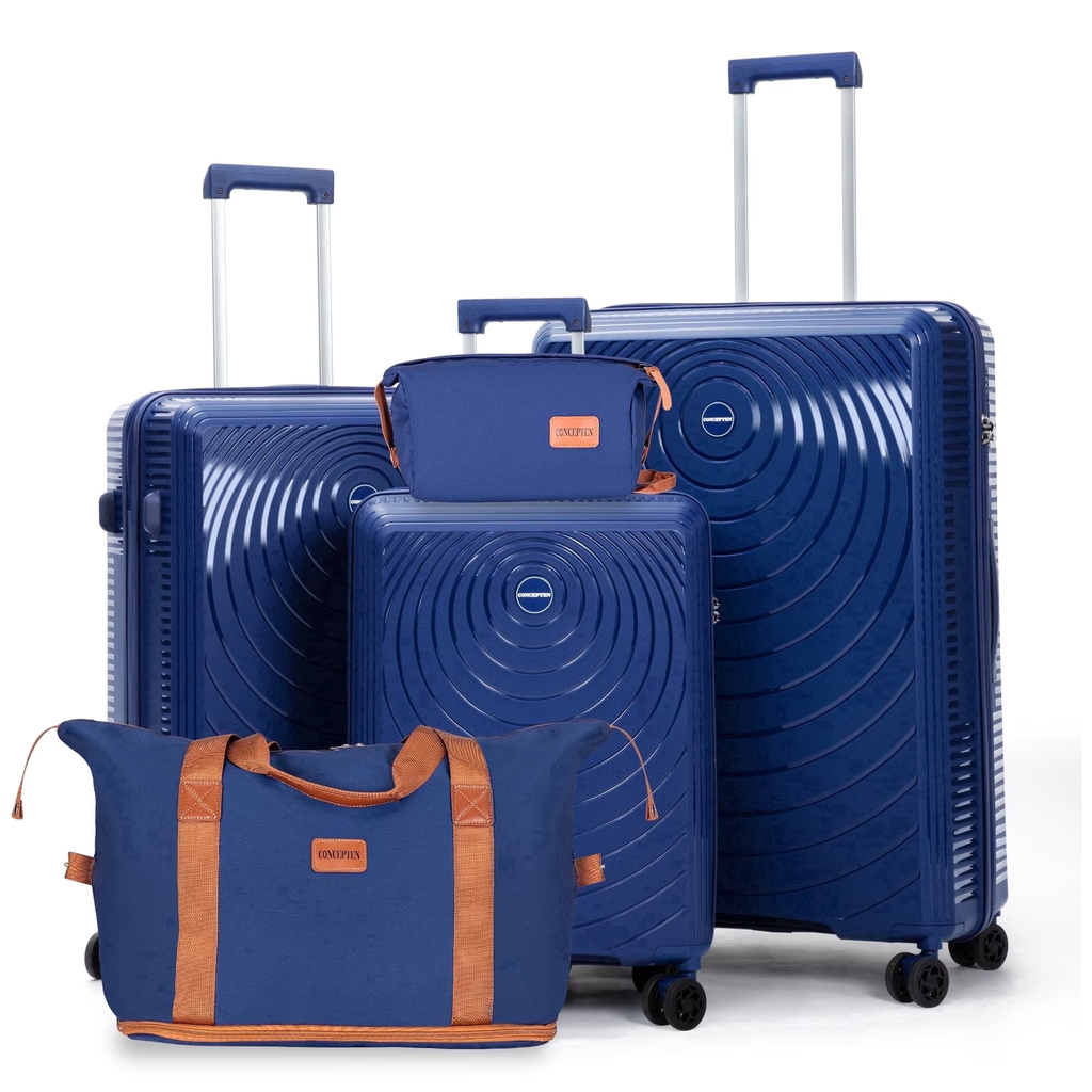 Concepten 5 Piece Lightweight Luggage Set,with TSA Lock and Swivel Wheels, PP Material Anti Fall and Anti Crack Suitcase