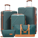 Concepten 5-Piece Hard Shell Luggage, Lightweight Luggage with TSA Lock and Rotating Wheels, Including Extended Travel Bag and Toiletries Bag