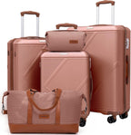 Concepten 5-Piece Hard Shell Luggage, Lightweight Luggage with TSA Lock and Rotating Wheels, Including Extended Travel Bag and Toiletries Bag